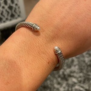 David Yurman 4mm Cable Bracelet With Diamonds and Pearls